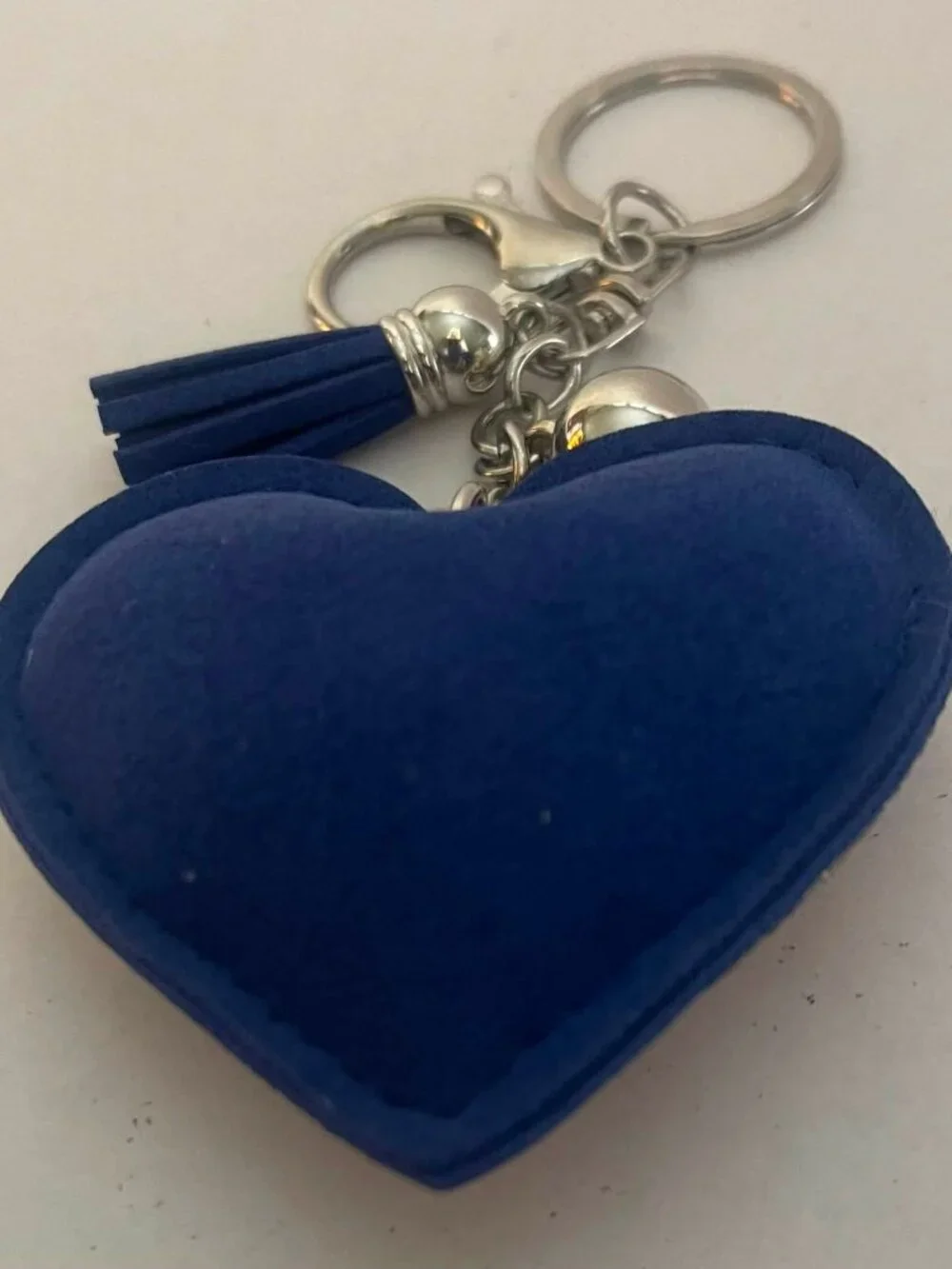 USA Flag Rhinestone Heart Keychain- Crystal Patriotic Purse Charm Red White Blue